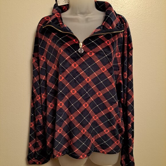 Tommy Hilfiger Tops - NWT Tommy Hilfiger Long Sleeve Collared Velvet/Velour Zippered Shirt XL